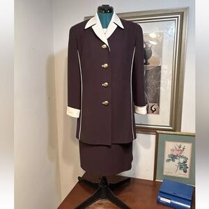 Richie Freeman For Teri Jon Women’s Brown Lined 2 Piece Jacket Dress Suit Size 6